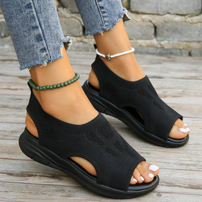 Lismali Hollow Out Slingback Non-slip Stretch Textile Sandals