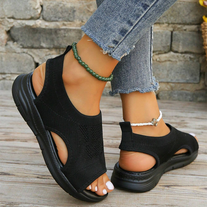 Lismali Hollow Out Slingback Non-slip Stretch Textile Sandals