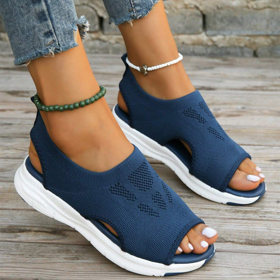 Lismali Hollow Out Slingback Non-slip Stretch Textile Sandals