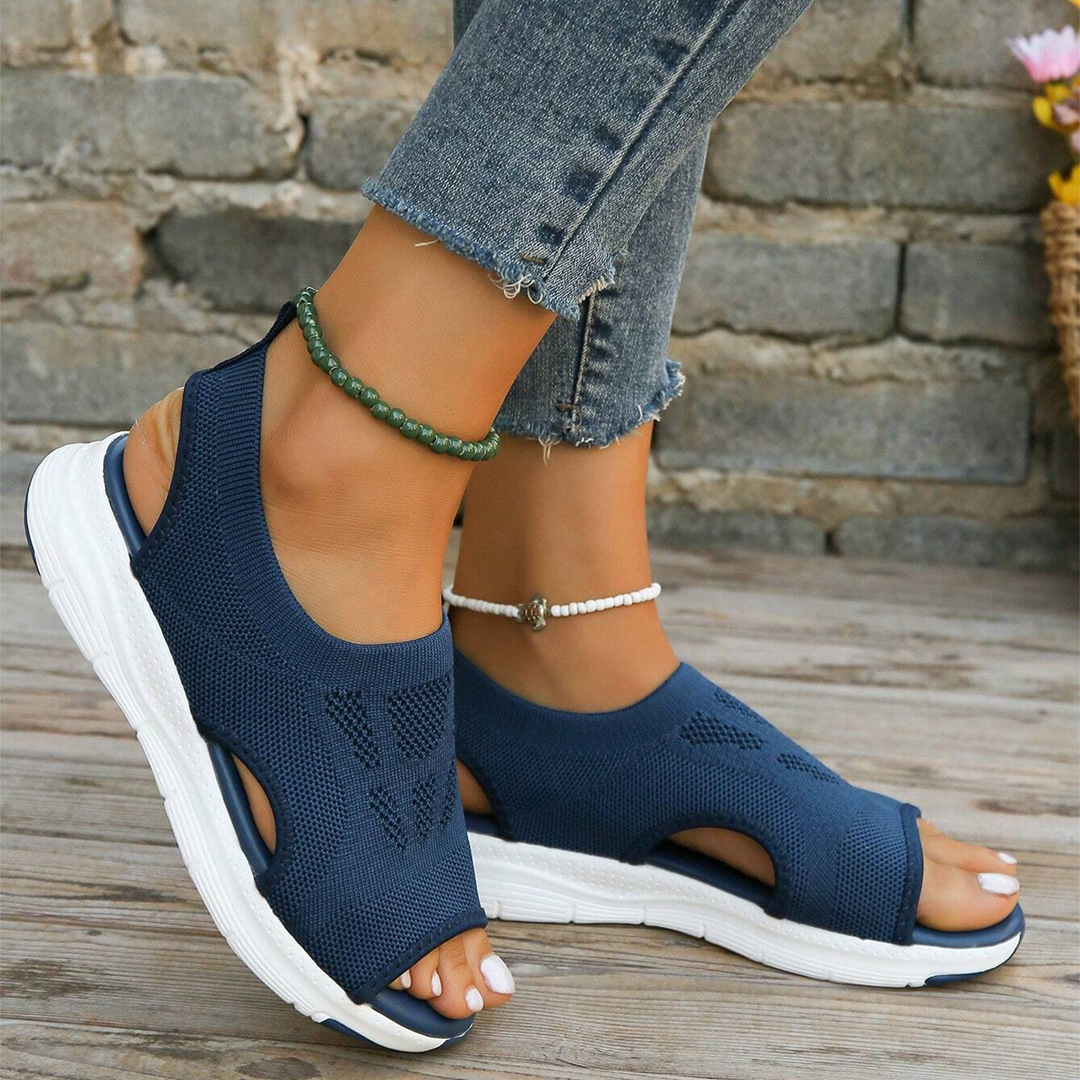 Lismali Hollow Out Slingback Non-slip Stretch Textile Sandals