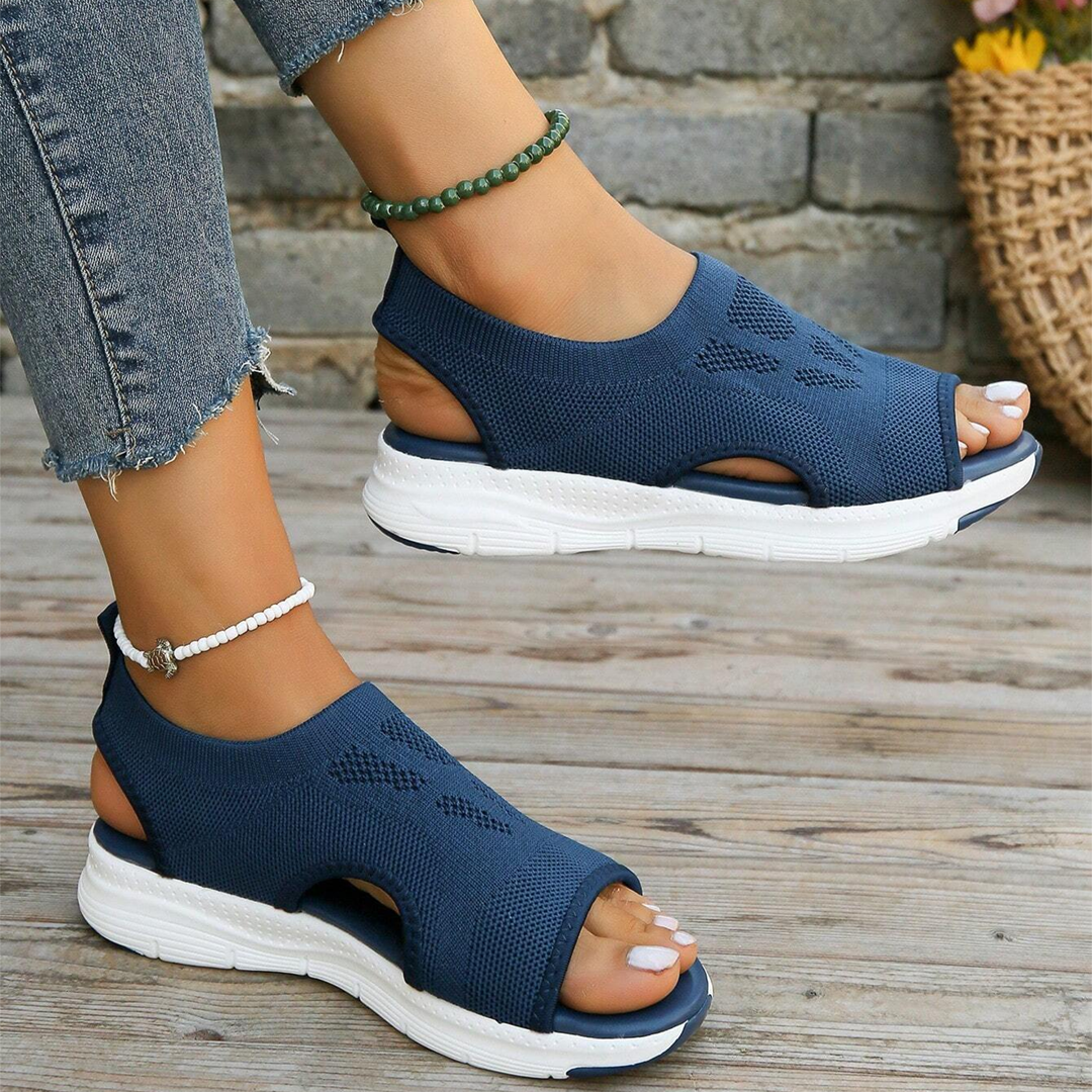 Lismali Hollow Out Slingback Non-slip Stretch Textile Sandals