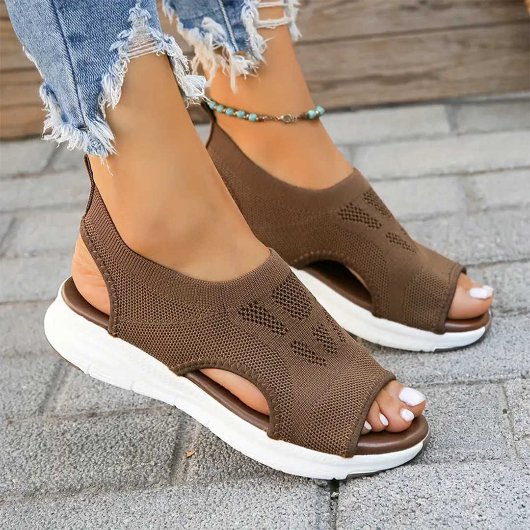 Lismali Hollow Out Slingback Non-slip Stretch Textile Sandals