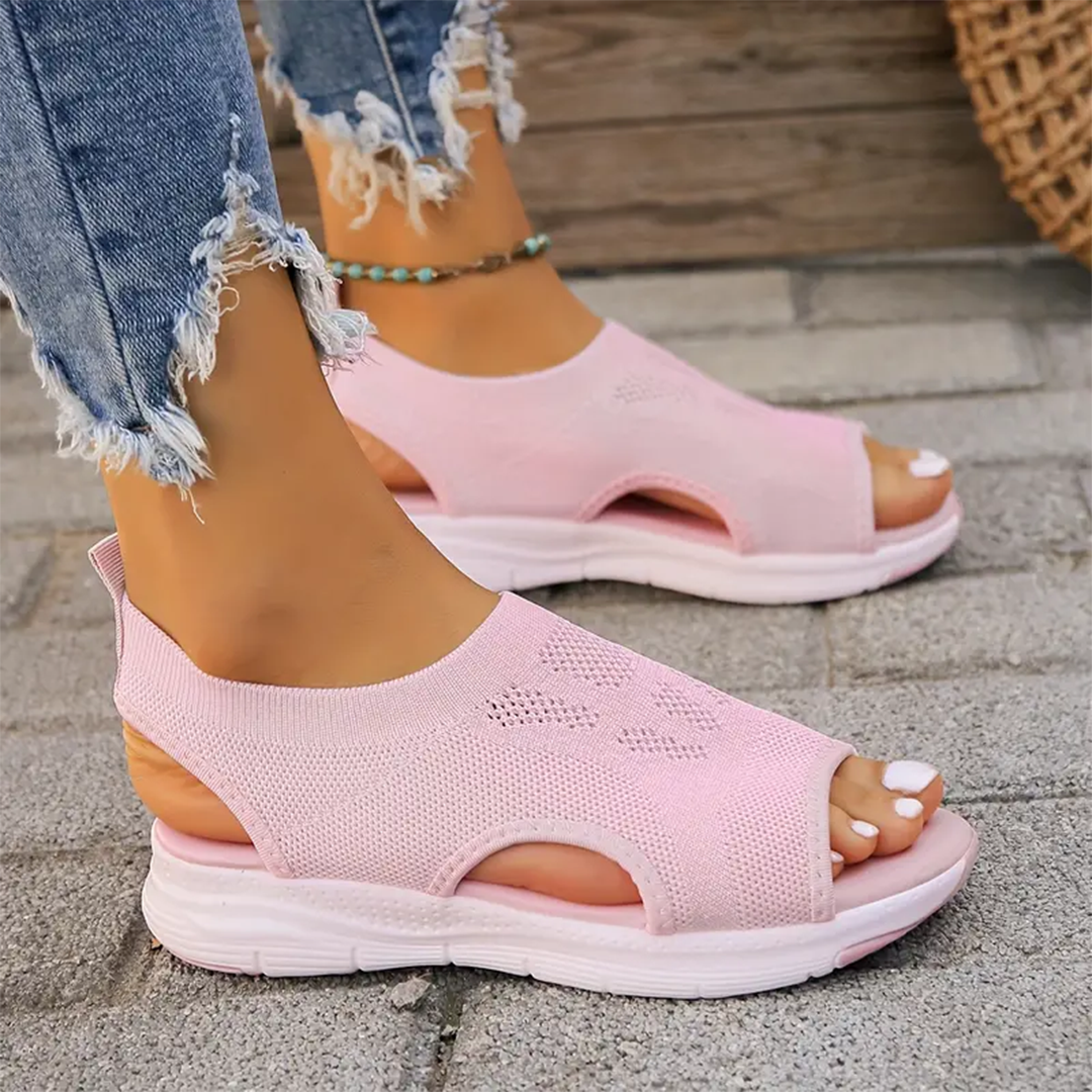 Lismali Hollow Out Slingback Non-slip Stretch Textile Sandals