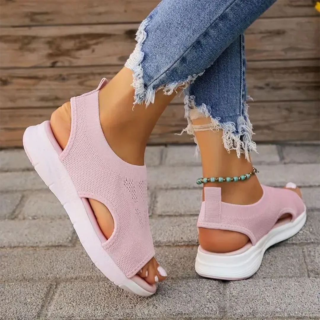 Lismali Hollow Out Slingback Non-slip Stretch Textile Sandals