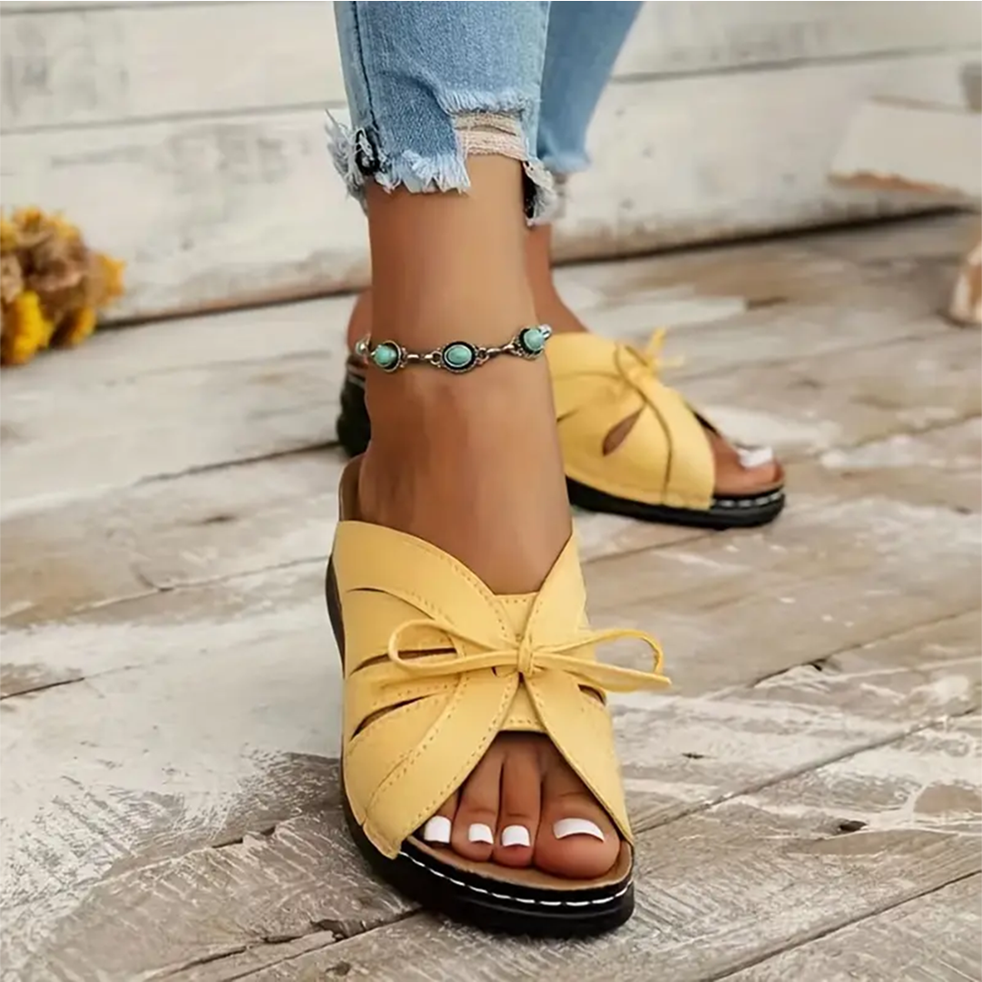 Lismali Sport Wedge Bowknot Sandals With High Arch Support
