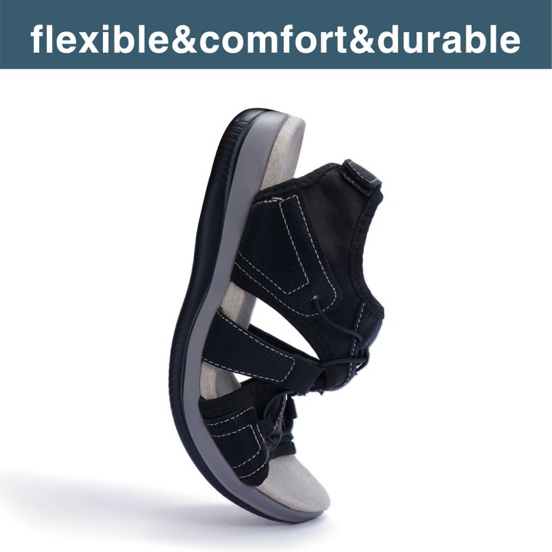 Lismali Comfyfleek Hook And Loop Stretchy Toe Box Flat Sport Sandals