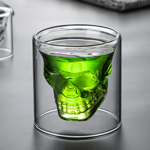 Lismali Home and Decor Skull Glasses Transparent Double Wall Glasses