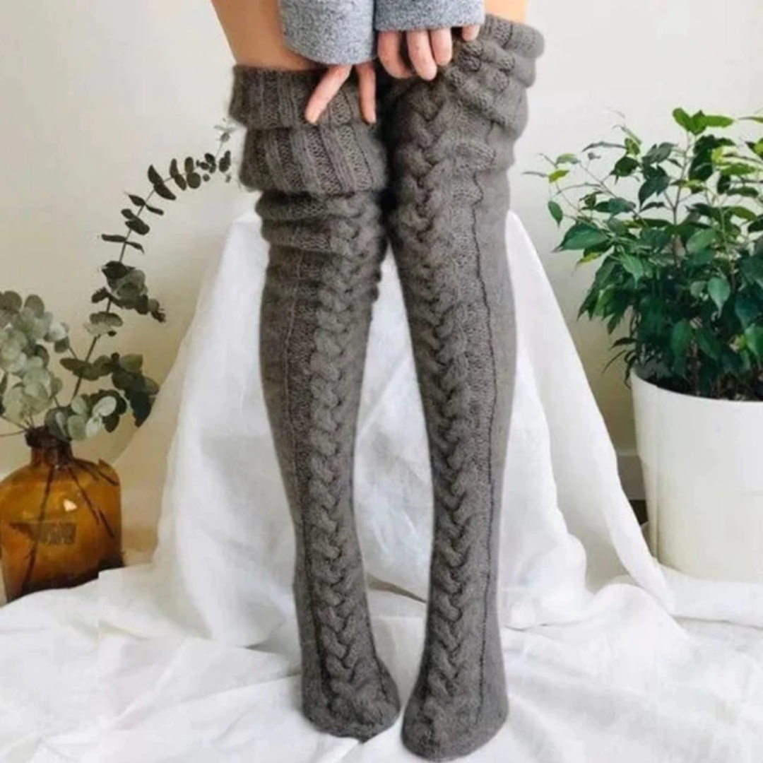 Over Knee Socks Thigh Cable Knitted High Boot Socks