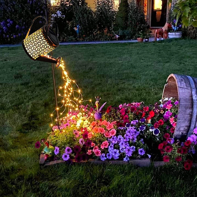 Lismali Home and Decor Solar Powered Garden Lights Watering Can Fairy Lights For Outdoor Decorative Lawn Yard