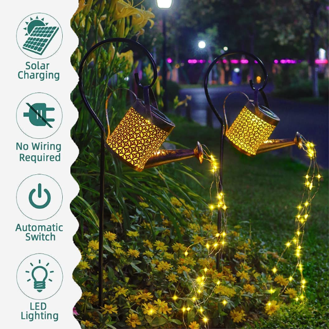 Lismali Home and Decor Solar Powered Garden Lights Watering Can Fairy Lights For Outdoor Decorative Lawn Yard