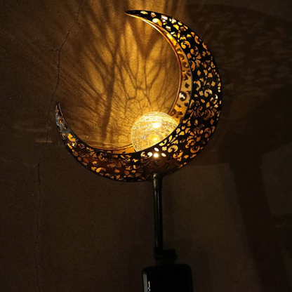 Lismali Home and Decor Solar Powered Moon Lights Crackle Glass Globe Stake Light Set For Outdoor Decorative Lawn Yard