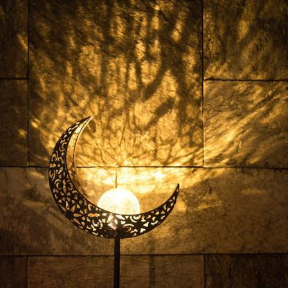 Lismali Home and Decor Solar Powered Moon Lights Crackle Glass Globe Stake Light Set For Outdoor Decorative Lawn Yard