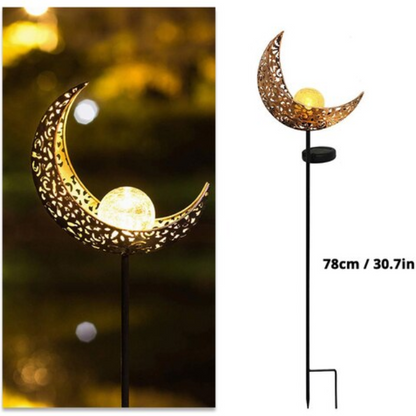 Lismali Home and Decor Solar Powered Moon Lights Crackle Glass Globe Stake Light Set For Outdoor Decorative Lawn Yard