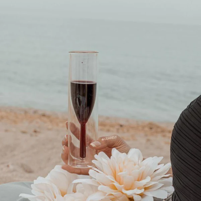 Lismali Home and Decor Aquamarine Flutes Glasses Transparent Tulip Cocktail Glasses