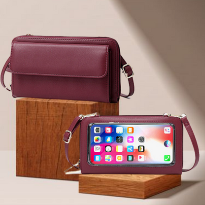Waterproof Leather Phone Bag With Touch Screen Function
