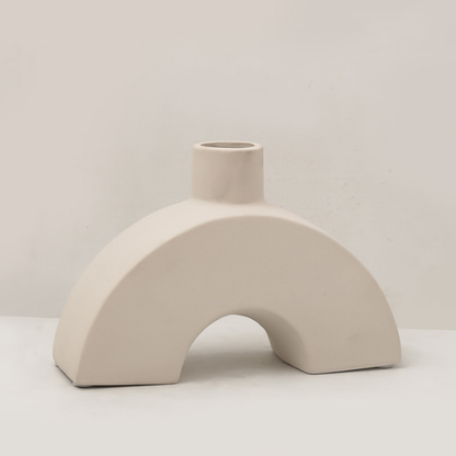 Lismali Home and Decor White Rough Ceramic Abstract Vase