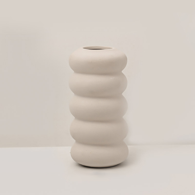 Lismali Home and Decor White Rough Ceramic Abstract Vase