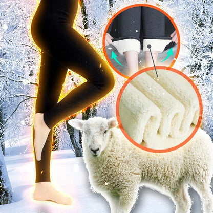 Winter Warmest Legging High Waist Stretchy Fleece Pants - Words Pattern