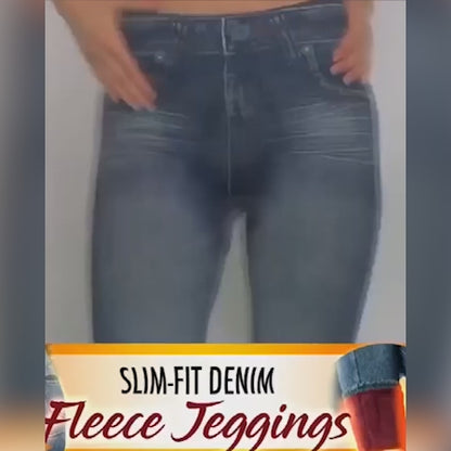 High Waist Stretchy Fleece Lined Denim Jeans Leggings
