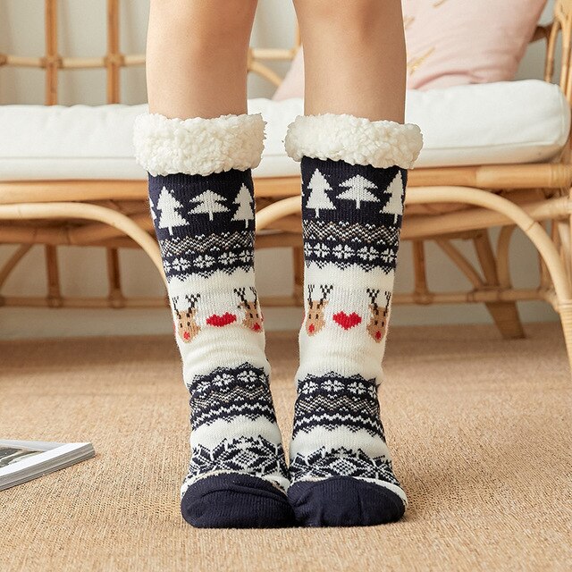 Christmas Lamb Wool Floor Socks