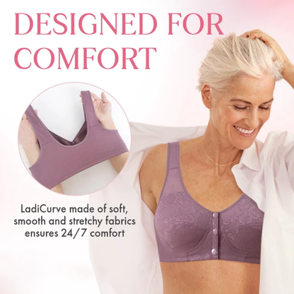 Uniqdaily Rosette Bra Wireless Front Button Bras For Seniors Large Size Bra For Women