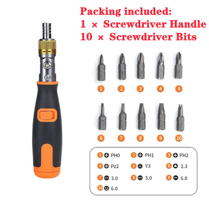 Portable Hidden Rotation Screwdriver 10 in 1 Tool